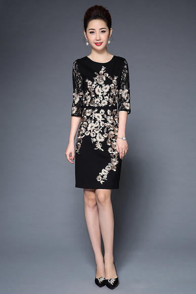 TQ-H8886高端气质经典刺绣重工连衣裙 商品图1