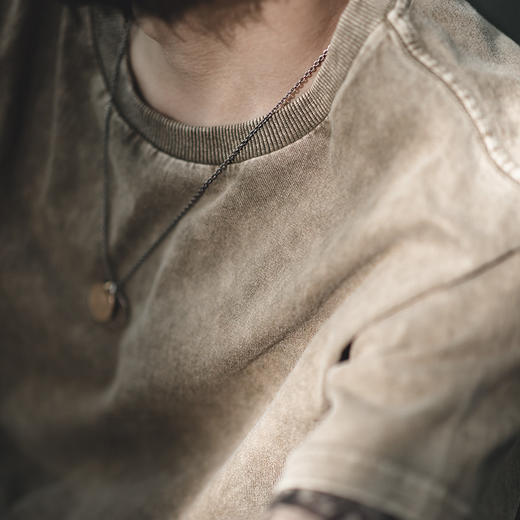 工装优选 日系复古水洗做旧蜡染短Tee阿美咔叽夏季纯棉休闲半袖男 商品图2