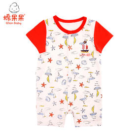 棉果果夏季男童卡通印花对开连体衣连身衣哈衣连身衣哈衣M212722220307