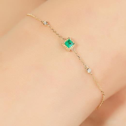 Daisy Fellowes黛西法罗 祖母绿腕饰 18K金彩宝轻奢钻石手链女 商品图4