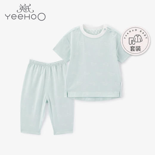 英氏-童衣类（夏）D0绿春居短衣裤套 清水绿 商品图0