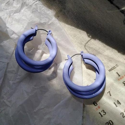 紫色多层几何形状耳钉 商品图2