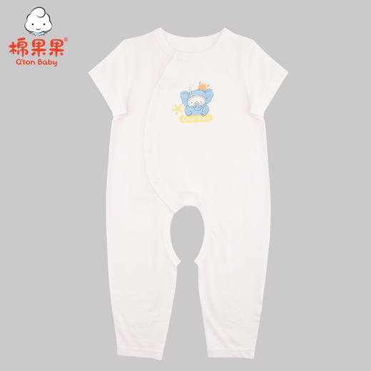 棉果果夏季提花莫代尔有机棉纱内衣偏襟开裆哈衣连体衣连身衣哈衣M201721420227 商品图0