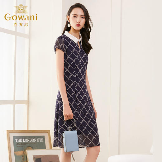 乔万尼新款夏真丝桑蚕丝连衣裙女气质修身a字裙中长ES2E193 商品图1