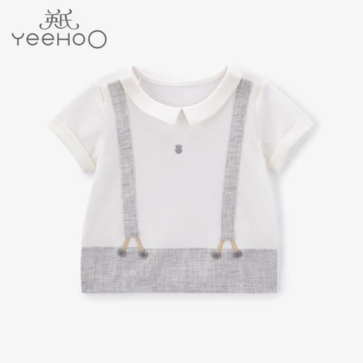 英氏-童衣类（夏）D0英针翻领短套衣 英氏白 商品图0