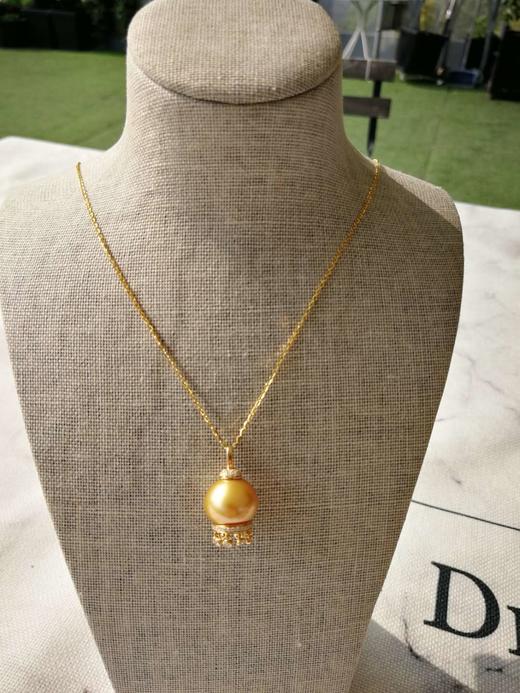 宫灯14.8-16mmMM南洋金珠18K金镶钻石珍珠吊坠 商品图8