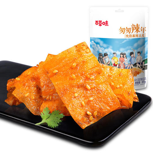 【百草味-麻辣豆皮65g*2包】手撕大刀肉辣条辣片豆腐干怀旧零食 商品图3