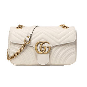 【一】GUCCI 古驰 女包Marmont系列白色小号链条单肩斜挎包 白色 443497 DTDIT 9022