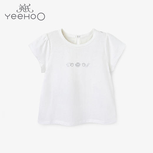 英氏-童衣类（夏）D0英针圆领短套衣 英氏白 商品图0