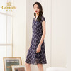 乔万尼新款夏真丝桑蚕丝连衣裙女气质修身a字裙中长ES2E193 商品缩略图2