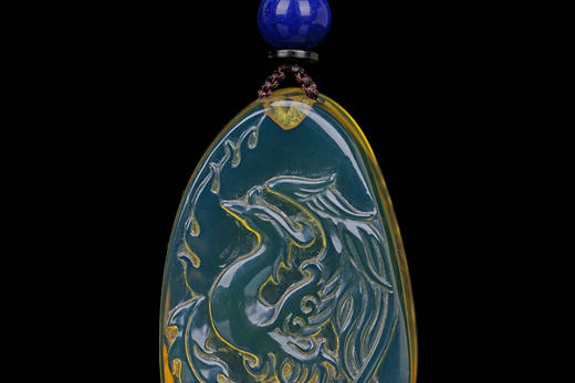 浴火凤凰·墨西哥蓝珀雕刻件吊坠 商品图1