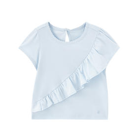 英氏-童衣类（夏）D0英针圆领短套衣 浅灰蓝