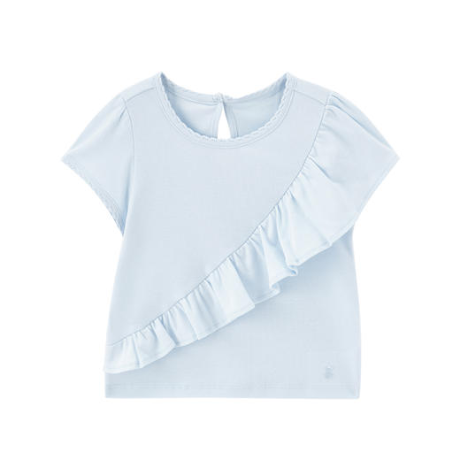 英氏-童衣类（夏）D0英针圆领短套衣 浅灰蓝 商品图0