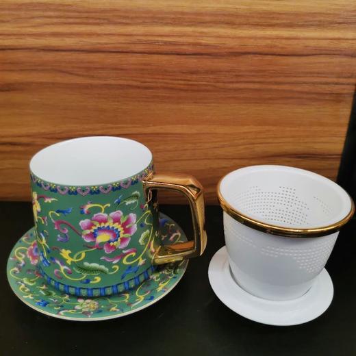 蓝绿色珐琅彩四件杯 茶水分离杯 会客杯 多色可选 商品图1