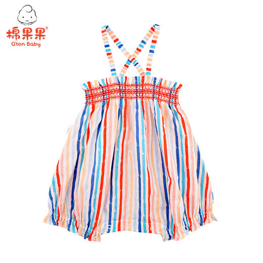 棉果果夏季女童条纹吊带连体衣M222724220269 商品图2