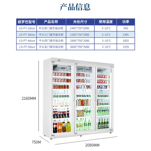LD-PT 分体外置平头双门豪华冷藏饮品柜 便利店设备 送5米接机铜管 包安装另加总价10% Bottle cooler convenience store equipment 商品图2