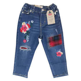 LEVI'S/李维斯 长裤女童花朵刺绣复古补丁牛仔裤子LV2012212