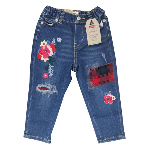 LEVI'S/李维斯 长裤女童花朵刺绣复古补丁牛仔裤子LV2012212 商品图0