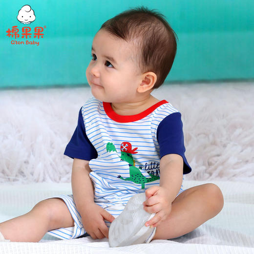 棉果果夏季男童条纹偏襟连体衣连身衣哈衣M212720220308 商品图0