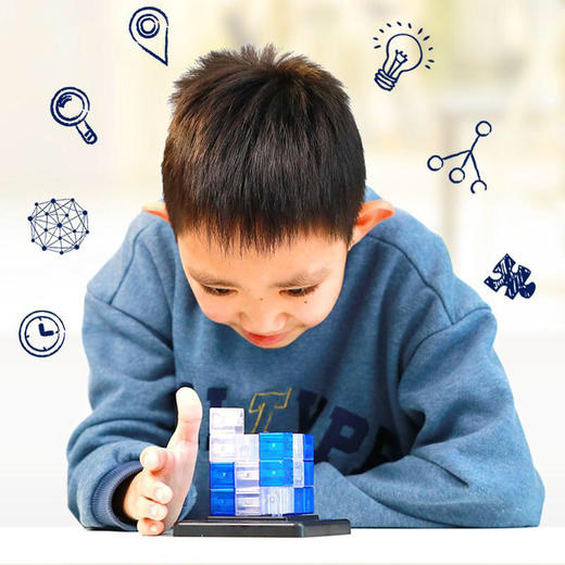 【zui强大脑，鲁班魔方】燃烧吧大脑节目组指定衍生磁性磁力玩具智慧立体索玛方块体儿童中小学生男女孩基础款蓝白黑白炫彩色升级竞技版比赛同款益智力早教启蒙解锁迷宫模型 商品图1