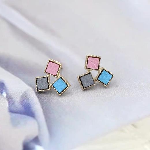 s925 银 撞色拼接耳钉 商品图3