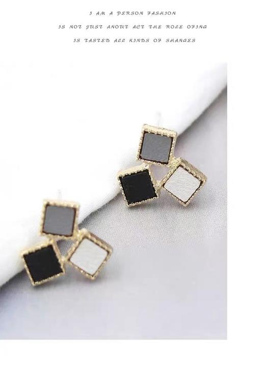 s925 银 撞色拼接耳钉 商品图2