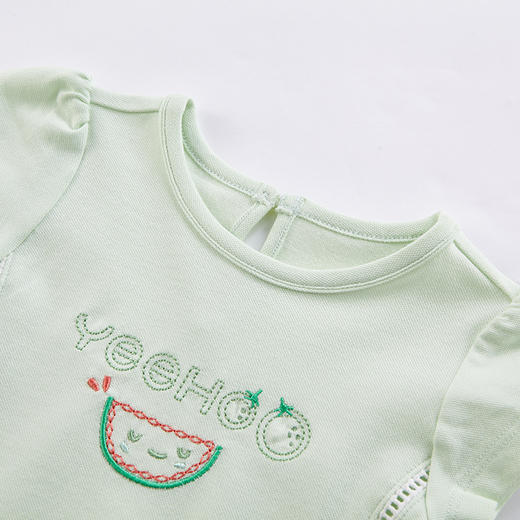 英氏-童衣类（夏）D0英针圆领短套衣 豚草绿 商品图1