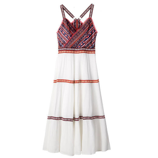 HSN-8818民族风旅游连衣裙小清新吊带裙披肩两件套 商品图4