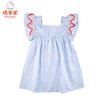 棉果果夏季女童条纹方领短袖连衣裙M222701220345 商品缩略图2
