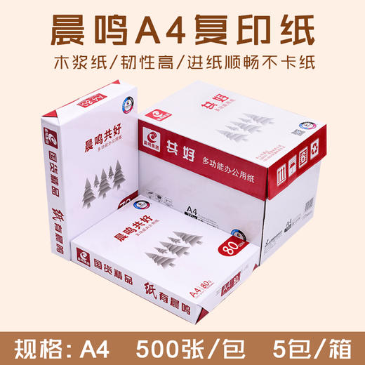 晨鸣 A4 复印纸 70g/80g 多功能打印复印纸/双胶纸/办公用纸 5包/箱 商品图0