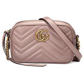 GUCCI 古驰  GG Marmont系列裸色绗缝迷你单肩斜挎包 杏色 448065 DTD1T 5729