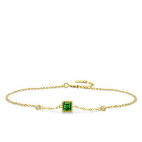 Daisy Fellowes黛西法罗 祖母绿腕饰 18K金彩宝轻奢钻石手链女