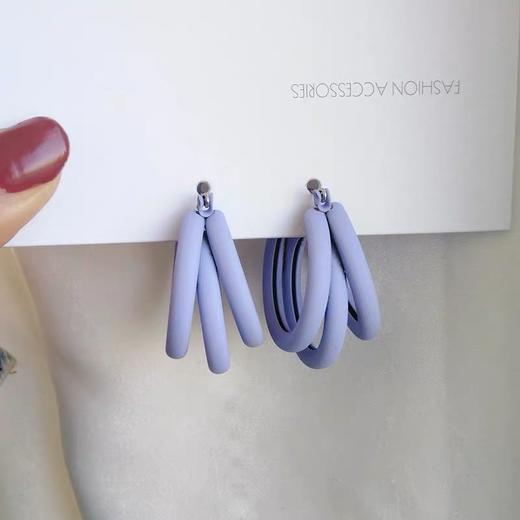 紫色多层几何形状耳钉 商品图4