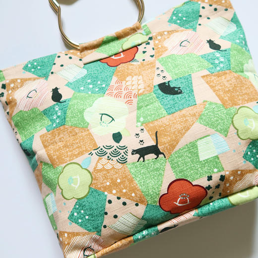 HUJI祤集猫头柄手提包插画散步小猫 商品图3