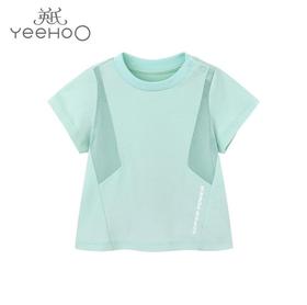 英氏-童衣类（夏）D0英针圆领短套衣 清水绿