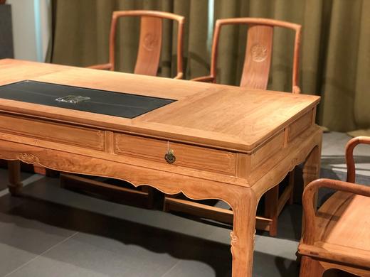 红桥红  家具严选  缅甸花梨(大果紫檀）  【178 石面茶趣 双抽屉马蹄腿茶桌】 商品图4