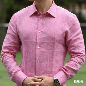 Canclini 法国亚麻西瓜红意式工艺衬衫