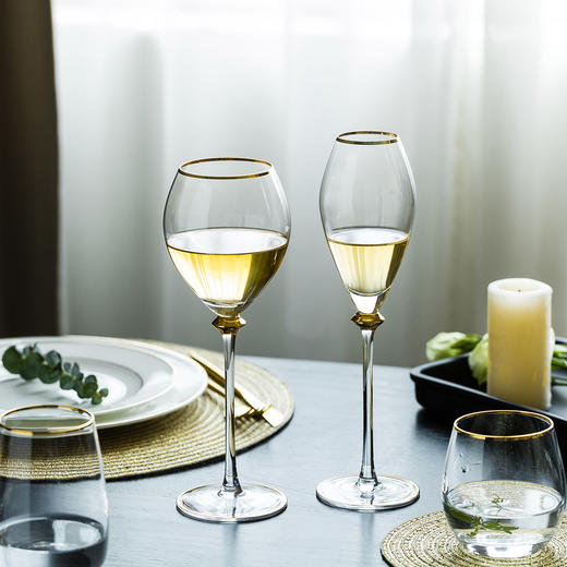 摩登主妇创意欧式金边玻璃杯家用水晶红酒杯香槟杯高脚杯鸡尾酒杯 商品图0