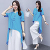 WZNH-YQH2027夏季新款棉麻复古大码文艺两件套 商品缩略图1