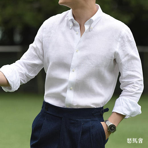 Canclini 法国亚麻白色意式工艺衬衫 商品图6
