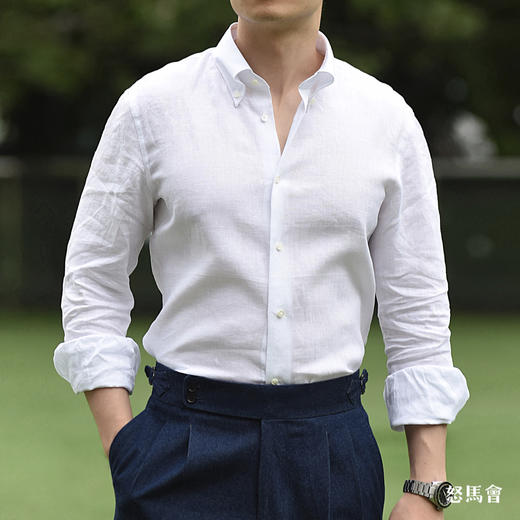 Canclini 法国亚麻白色意式工艺衬衫 商品图7