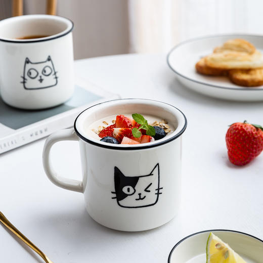 摩登主妇原创猫记马克杯陶瓷水杯家用喝水杯情侣牛奶杯咖啡杯可爱 商品图2