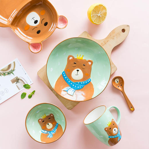 摩登主妇卡通动物儿童餐具碗宝宝吃饭碗盘子创意可爱一人食套装