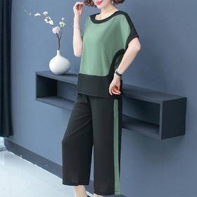 MQ-1717-220夏装新款洋气减龄短袖T恤两件套套装YY