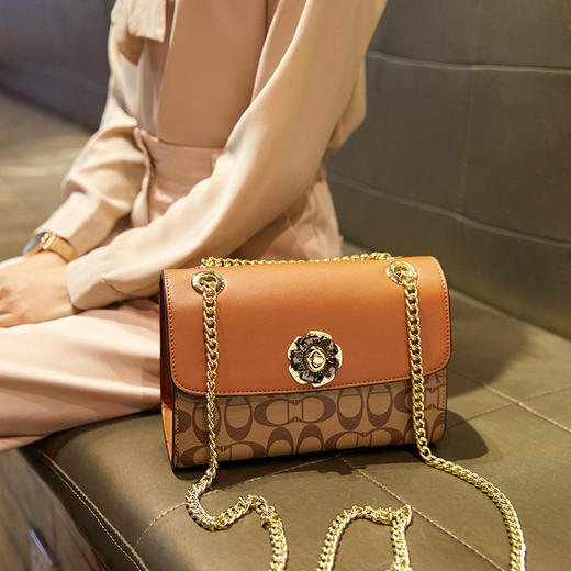 YMT-B919新品撞色小方包专柜潮流时尚百搭斜挎单肩印花包 商品图0