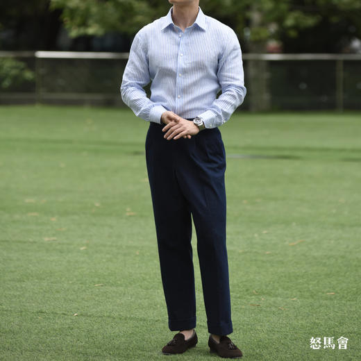 Canclini 法国亚麻蓝白条纹意式工艺衬衫 商品图6