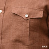 Canclini 法国亚麻烟草棕意式工艺衬衫 商品缩略图5
