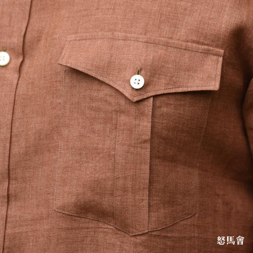 Canclini 法国亚麻烟草棕意式工艺衬衫 商品图5