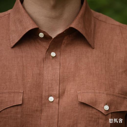 Canclini 法国亚麻烟草棕意式工艺衬衫 商品图2