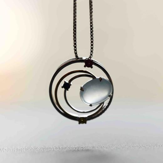 高冰种翡翠蛋面吊坠18k白金钻石彩宝镶嵌 商品图12